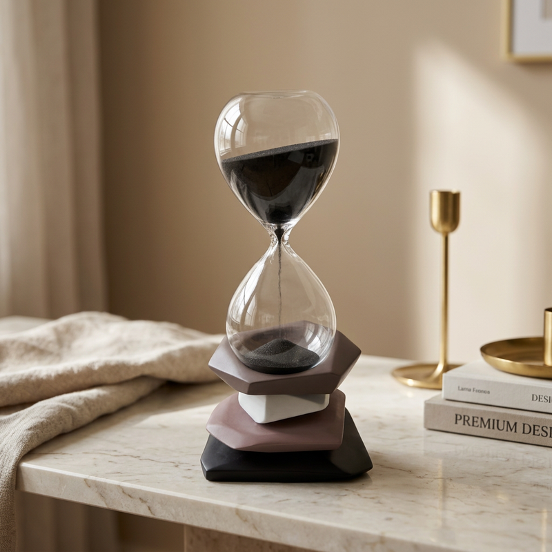 Modern Hex Base Glass Hourglass Decorative Timer