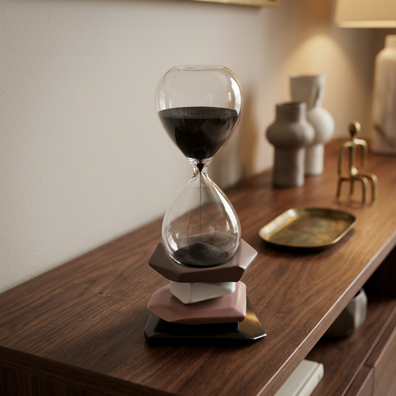 Modern Hex Base Glass Hourglass Decorative Timer