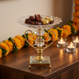 Luxury Crystal Fruit Bowl with Gold Platter Stand