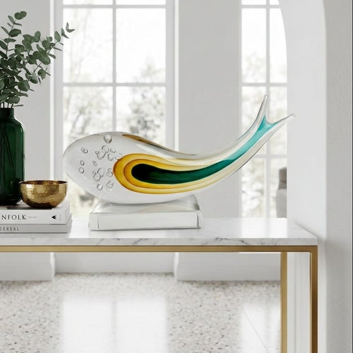 Abstract Ocean Fish Glass Sculpture