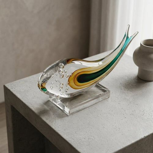 Abstract Ocean Fish Glass Sculpture