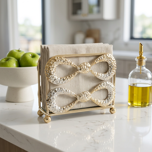 Modern Hammered Loop Metal Napkin Holder