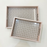 Luxury Blush Pink & Cannage Serving Trays Set of 2