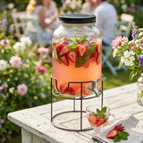 Bistro Column Glass Dispenser with Iron Caddy