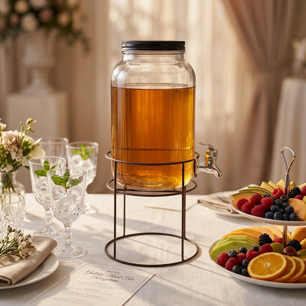 Bistro Column Glass Dispenser with Iron Caddy