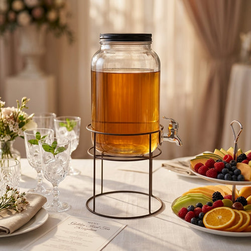 Bistro Column Glass Dispenser with Iron Caddy