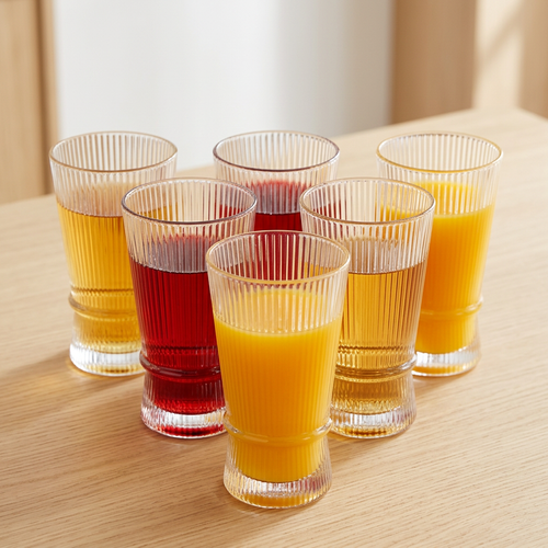 Artisan Ribbed Crystal Tumblers Set of 6