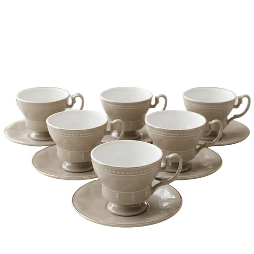 Modern Bistro Cup & Saucer Set 12 Piece