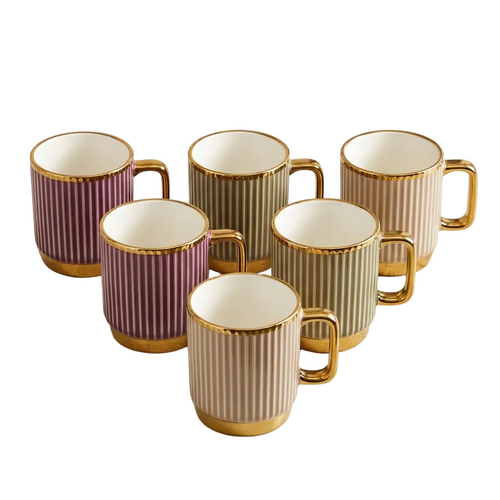 Minimalist 6 Piece Ceramic Coffee Mug Set