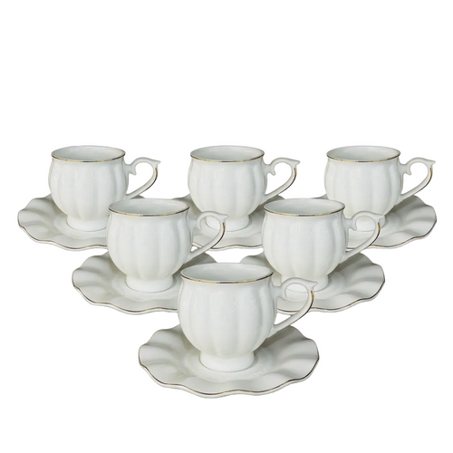 Elegant Blossom Petal Cup & Saucer Set 12 Piece