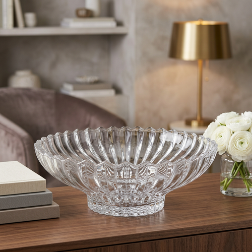 Elegant Crystal Style Glass Fruit Bowl 11.6 Inch