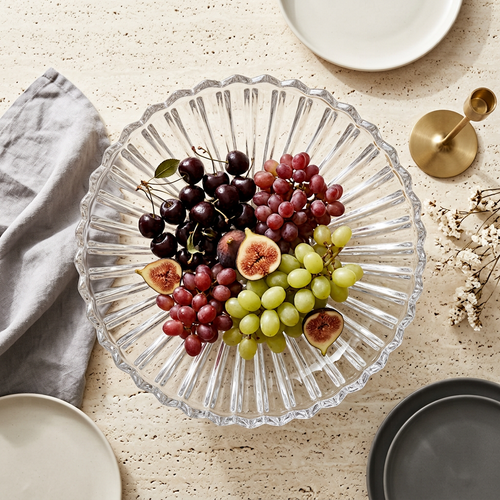 Elegant Crystal Style Glass Fruit Bowl 11.6 Inch