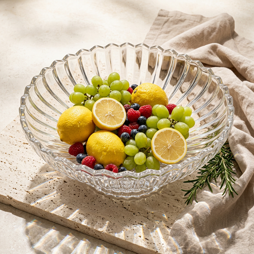 Elegant Crystal Style Glass Fruit Bowl 11.6 Inch