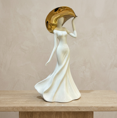 Modernist Lady with Sun Hat Sculpture
