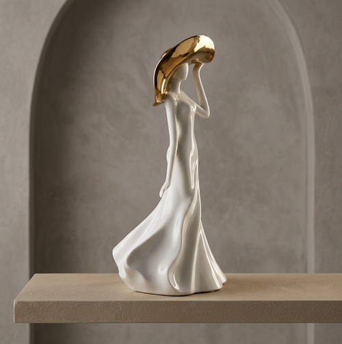 Modernist Lady with Sun Hat Sculpture