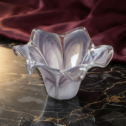 Artisan Swirled Lilac Glass Bowl