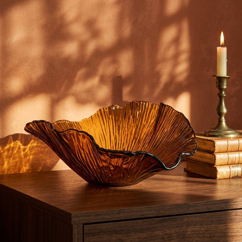 Ginkgo-Leaf Sculptural Glass Decorative Bowl