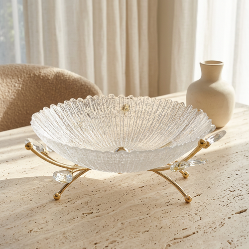 Luxe Textured Fruit Platter with Gold Branch Stand