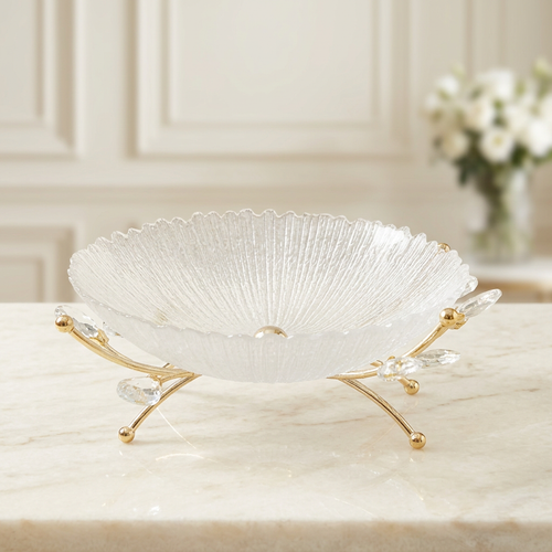 Luxe Textured Fruit Platter with Gold Branch Stand