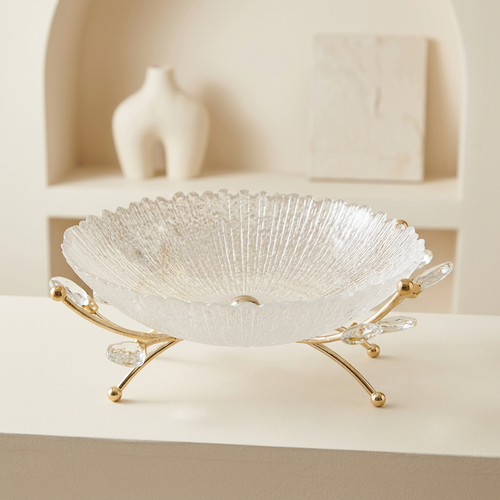 Luxe Textured Fruit Platter with Gold Branch Stand