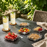 Elegant Leaf Shape Glass Serving Plate Set of 6