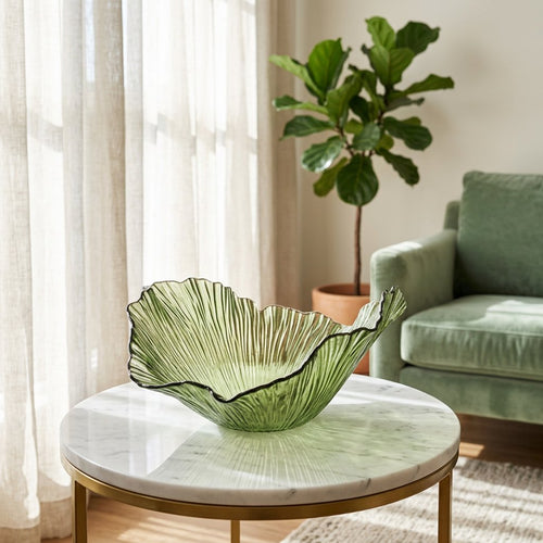 Ginkgo-Leaf Sculptural Glass Decorative Bowl