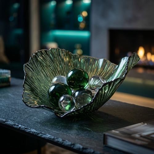 Ginkgo-Leaf Sculptural Glass Decorative Bowl