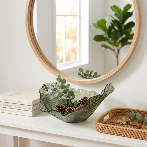 Ginkgo-Leaf Sculptural Glass Decorative Bowl
