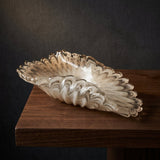 Elegant Cream & Taupe Glass Ripple Centerpiece