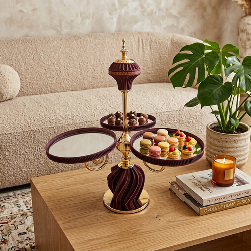 Luxury 3 Ring Mirrored Tiered Serving Stand