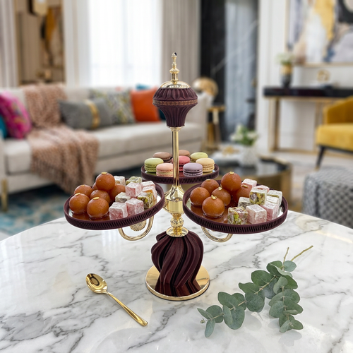 Luxury 3 Ring Mirrored Tiered Serving Stand