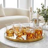 Elegant Honey Amber Rocks Glass Set of 6