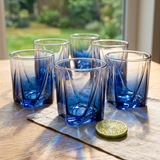 Elegant Sapphire Blue Rocks Glass Set of 6