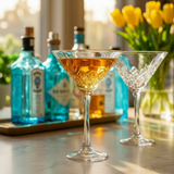 Diamond Cut Crystal Martini Glasses Set of 4