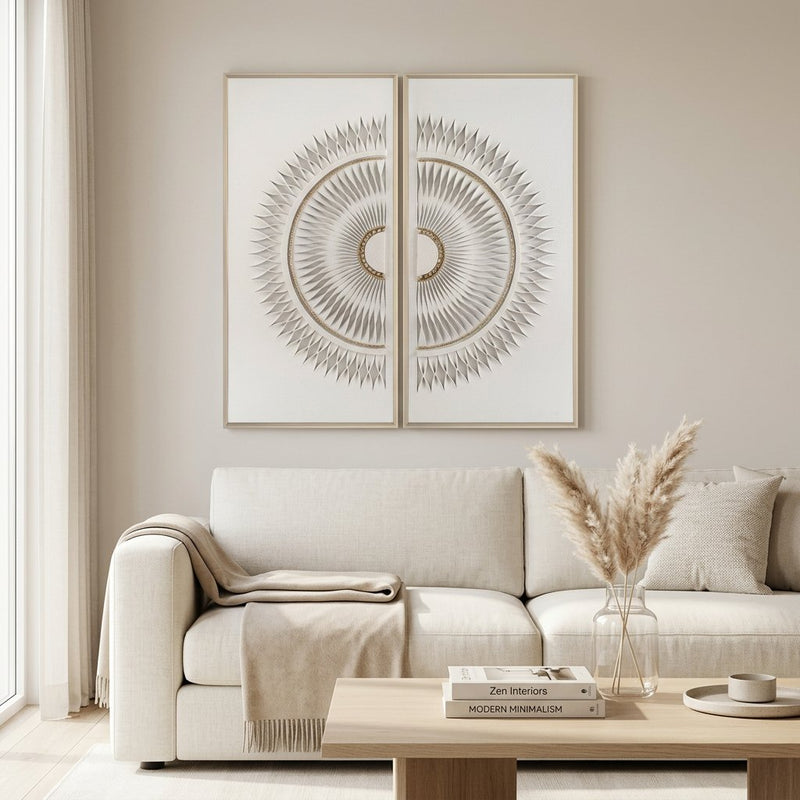 Large Geometric Mandala Wall Art Set of 2