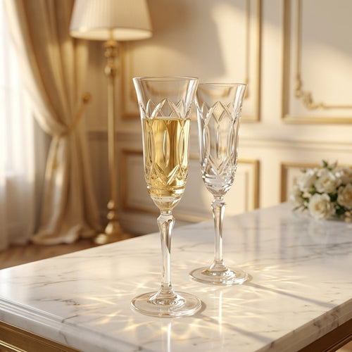 Italian Made Glass with Arch & Cathedral Engravings