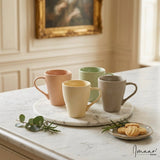 Modern Wavy Ribbed Tea Cups with Tapered Shape