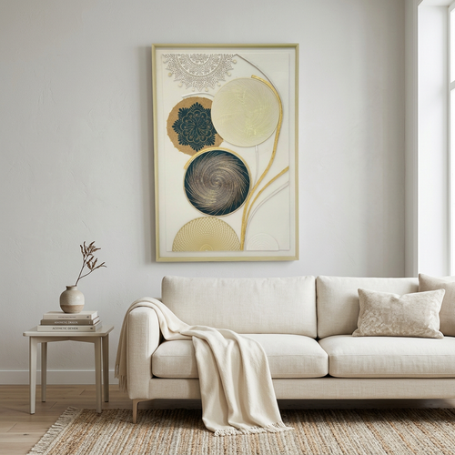 Boho Orbits 3D Multi Textured Framed Art