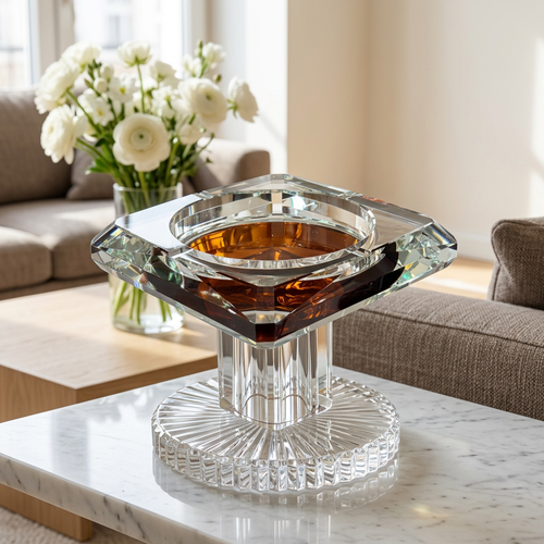 Imperial Square Cut Bowl with Amber Base Accent
