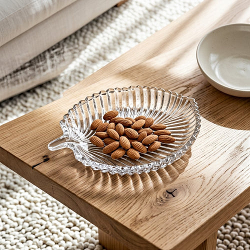 Leaf Shaped Crystal Glass Serving Platter