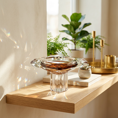 Imperial Square Cut Bowl with Amber Base Accent