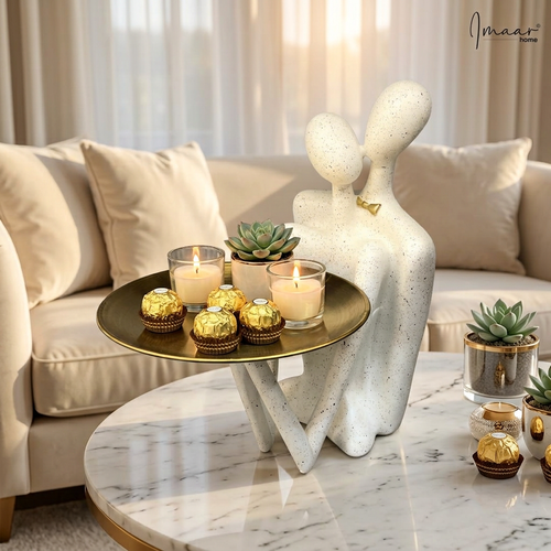 Abstract Couple Statue with Serving Tray
