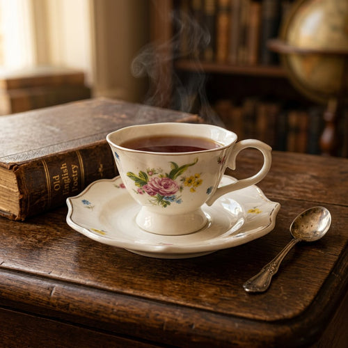 Heritage Floral Teacup and Scalloped Saucer Set 12 Piece