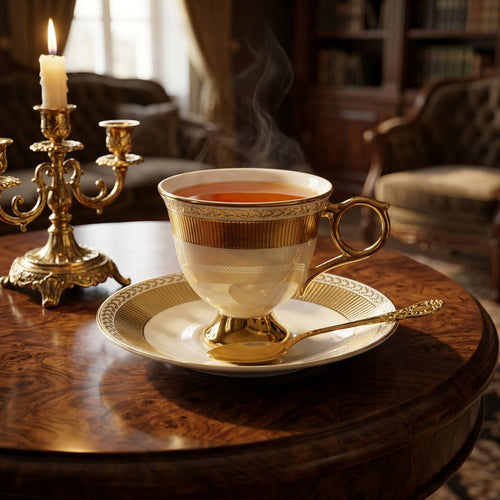 Imperial Gold-Plated Ceramic Cup with Saucer Set of 6