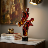 Modern Swirl Glass Couple Figurine with Solid Base