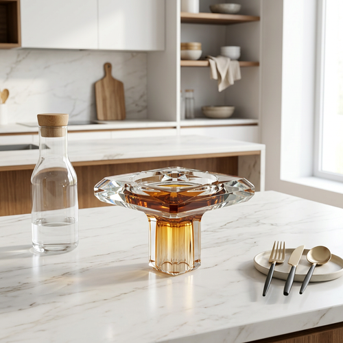 Imperial Square Cut Bowl with Amber Base Accent