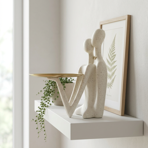 Abstract Couple Statue with Serving Tray