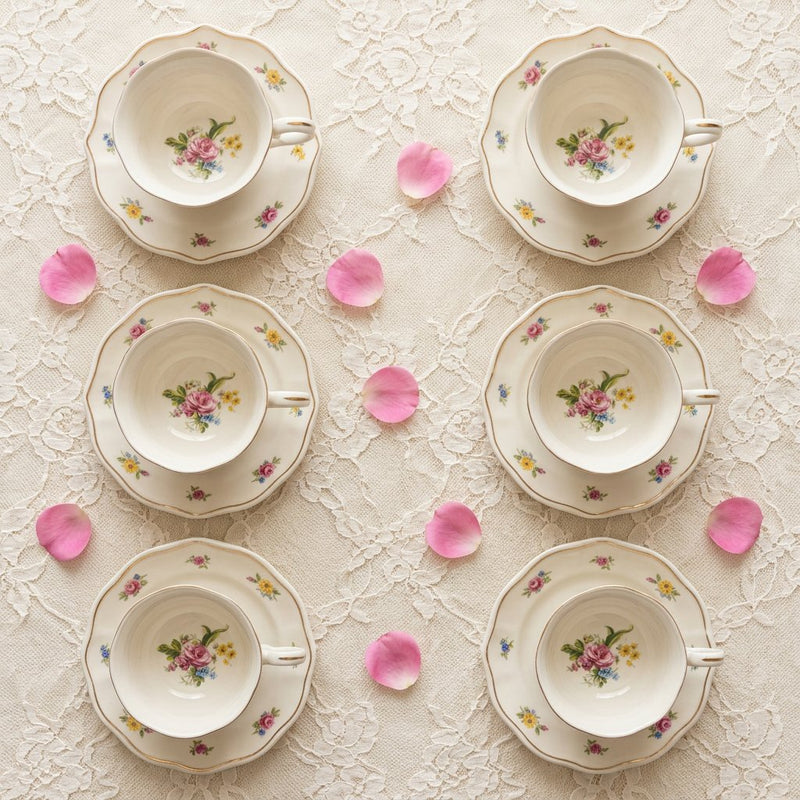 Heritage Floral Teacup and Scalloped Saucer Set