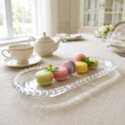 Clear Glass Beaded Edge Vanity & Dessert Tray