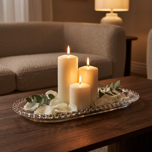 Clear Glass Beaded Edge Vanity & Dessert Tray